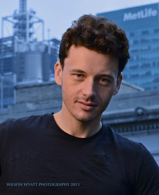 Outdoor portrait of professional model Christopher Rex Stone, with MetLife building in the background 
