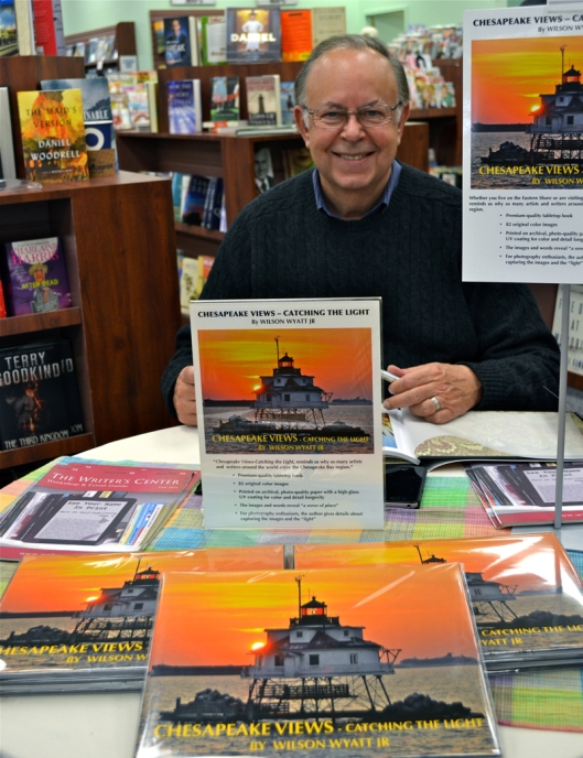 Author-photographer Wilson Wyatt at a book signing for "Chesapeake Views - Catching the Light," at The News Center, in Easton, MD. Photo by Katie Wyatt